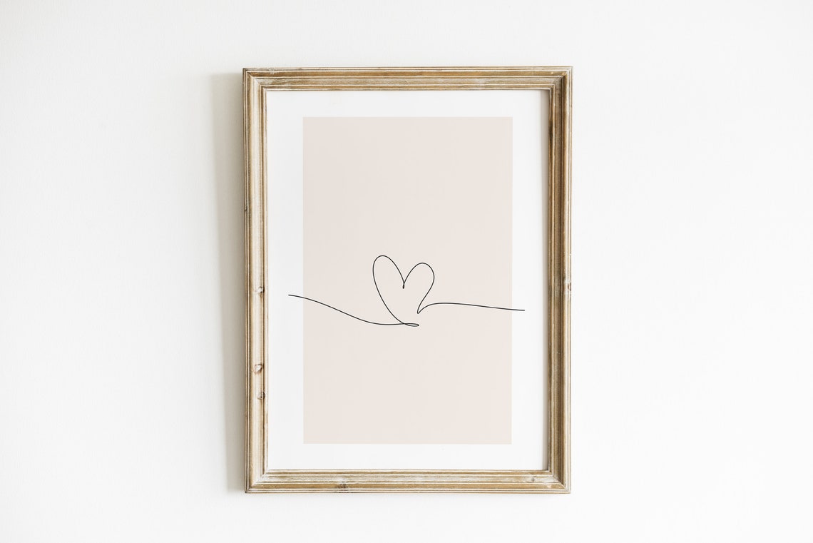 Minimalist Heart Art Print, Valentine's Day Decor