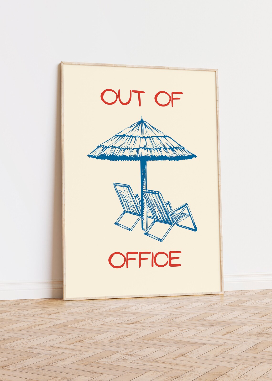Out Of Office Tropical Beach Poster, Retro Typography