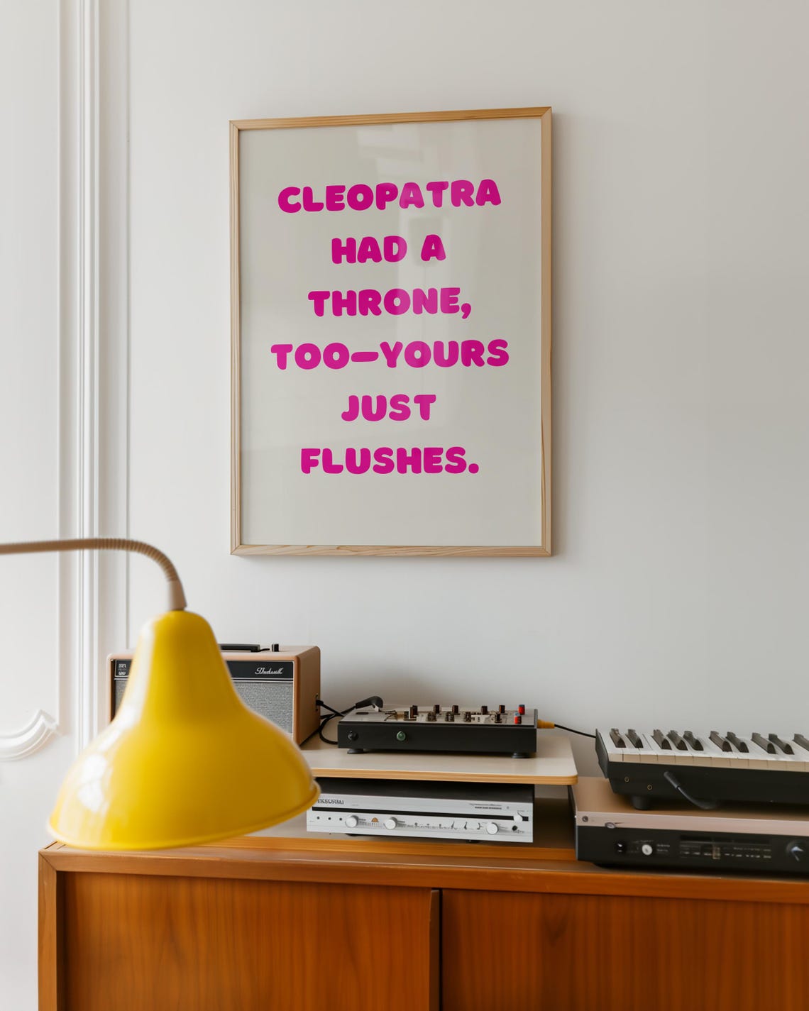 Cleopatra Had A Throne Funny Pink Bubble Letter Bathroom Poster