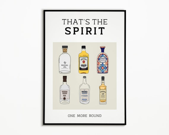 Bar Cart Decor Alcohol Print, Wine & Cocktails
