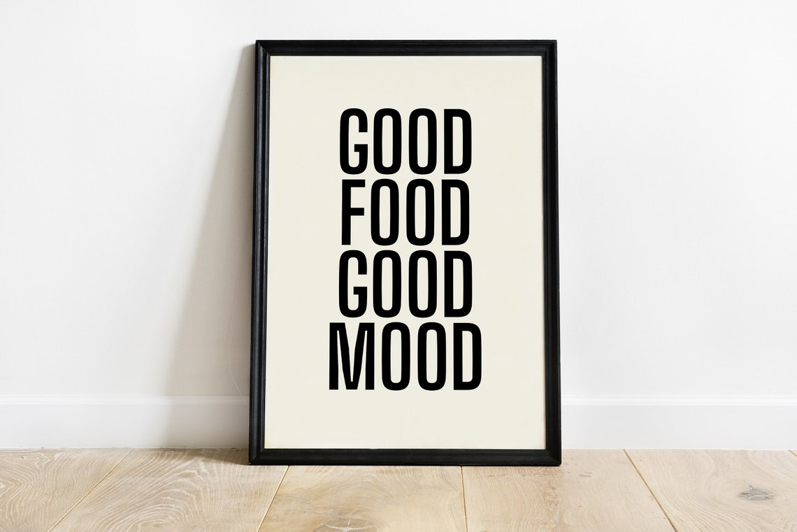 Good Food Good Mood Bold Black Typography Kitchen Wall Poster - Image 2