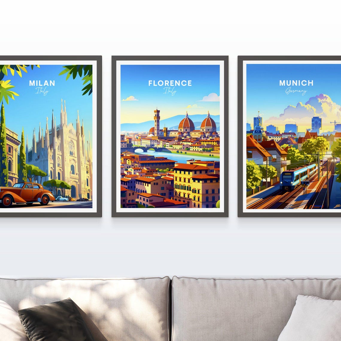 Florence Italy Duomo Cathedral Skyline Panorama Vintage Travel Poster - Image 3