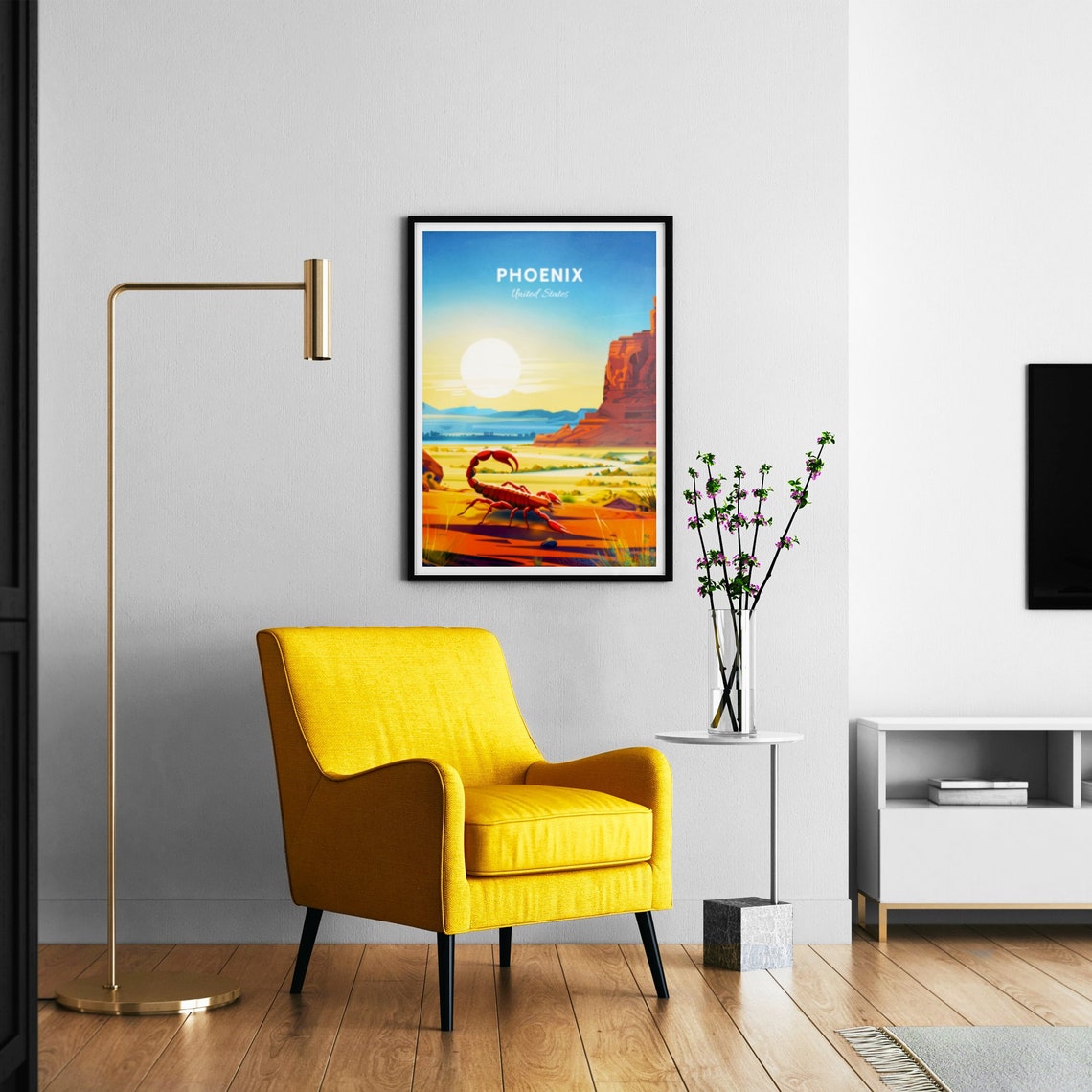 Phoenix Arizona Desert Canyon Scorpion Retro Travel Art Poster - Image 3