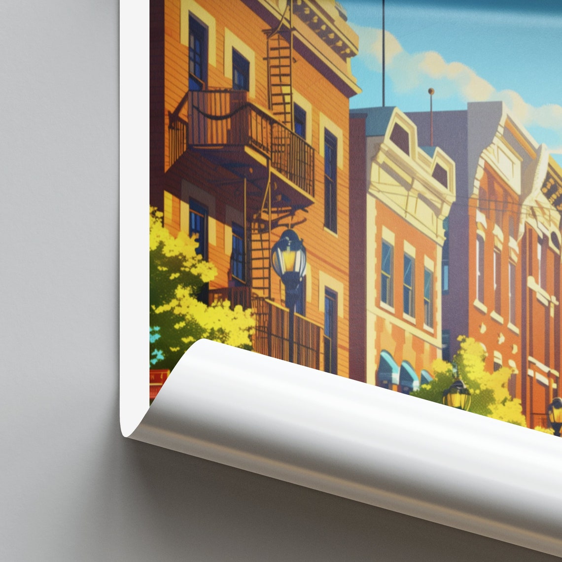 Des Moines Historic Brick Street Old Town Facades Travel Poster - Image 2