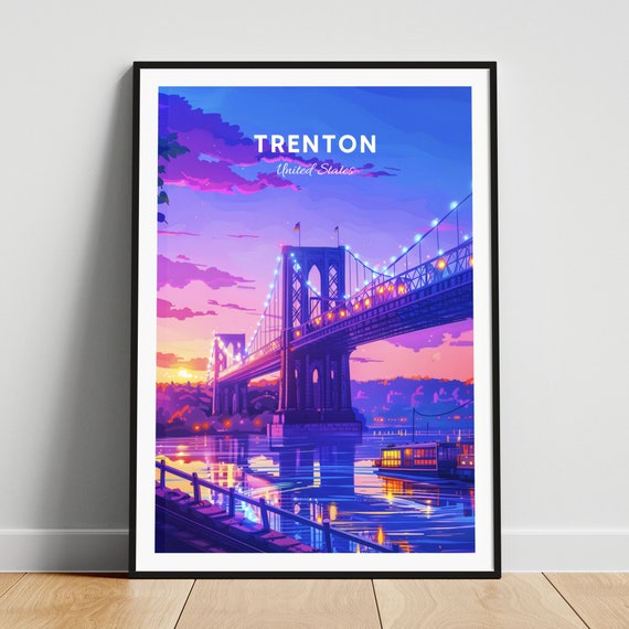 Trenton Travel Print Us Travel Poster Trenton Poster Trenton New Jersey Poster Personalized Gift Wedding Gift Custom Text