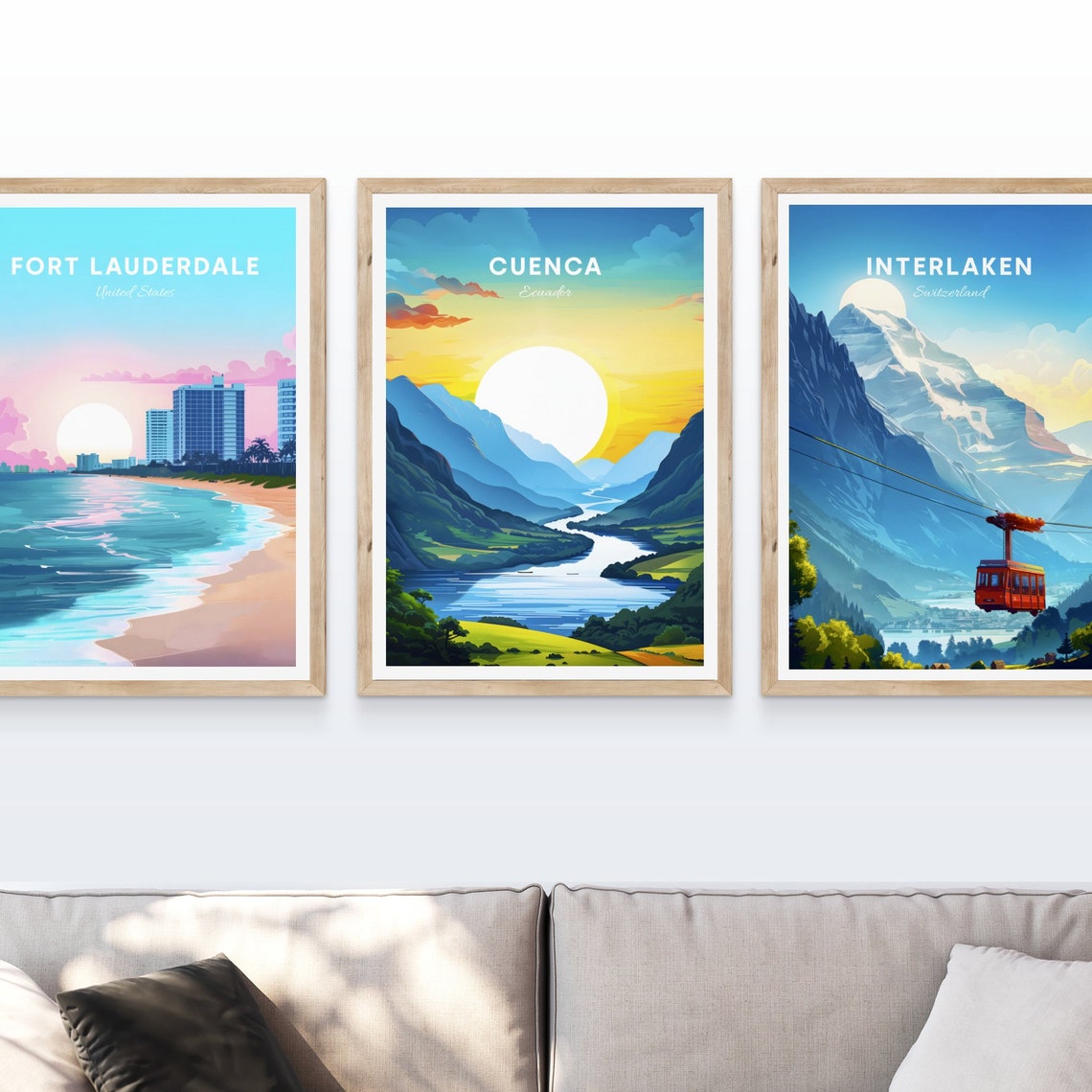Cuenca Ecuador Mountain River Valley Sunrise Light Travel Poster - Image 4