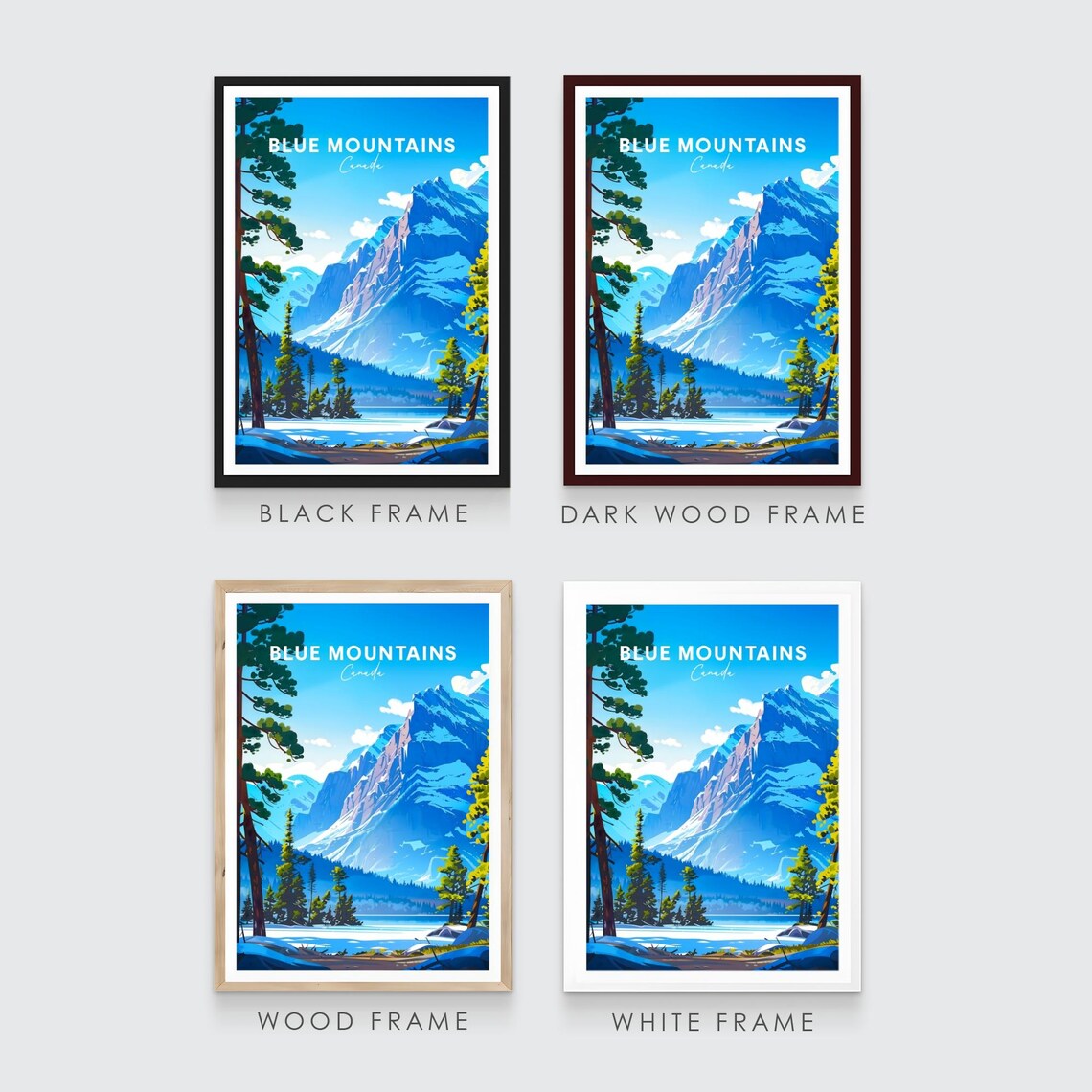 Blue Mountains Canada Snowy Peak Pine Lake Winter Scene Poster - Image 3