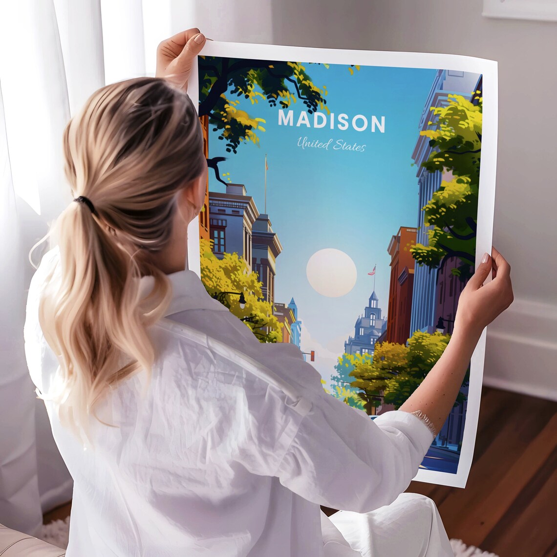 Madison Vintage Avenue Poster: Classic Cars and Historic Architecture - Image 3