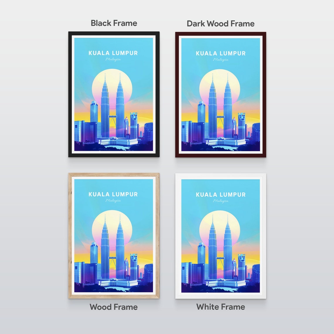 Kuala Lumpur Malaysia Petronas Twin Towers Sunset Skyline Poster - Image 2