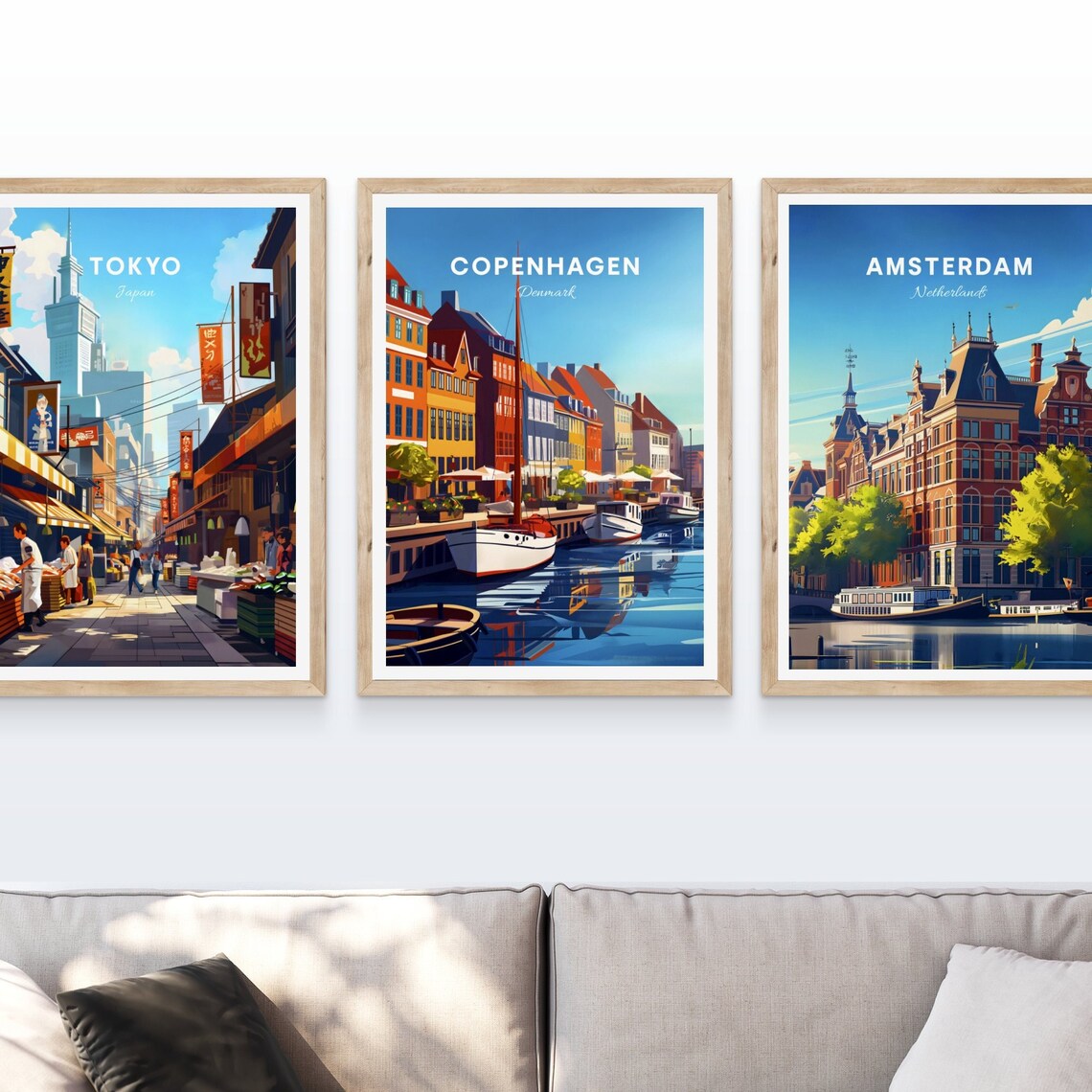 Copenhagen Denmark Nyhavn Sailboats Waterfront Travel Poster - Image 4