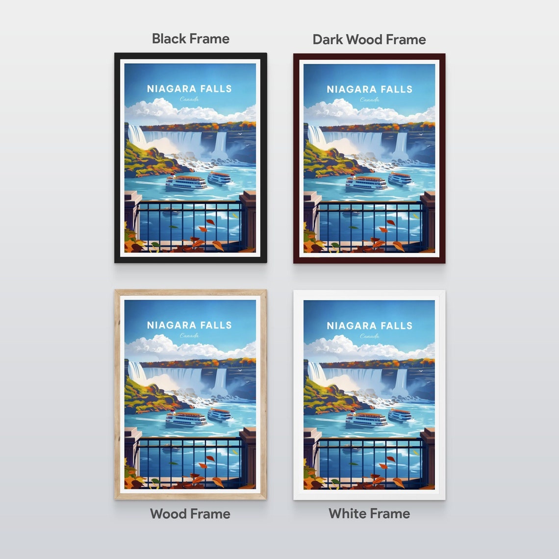 Niagara Falls Canada Waterfall Tour Boats Scenic Travel Poster - Image 2