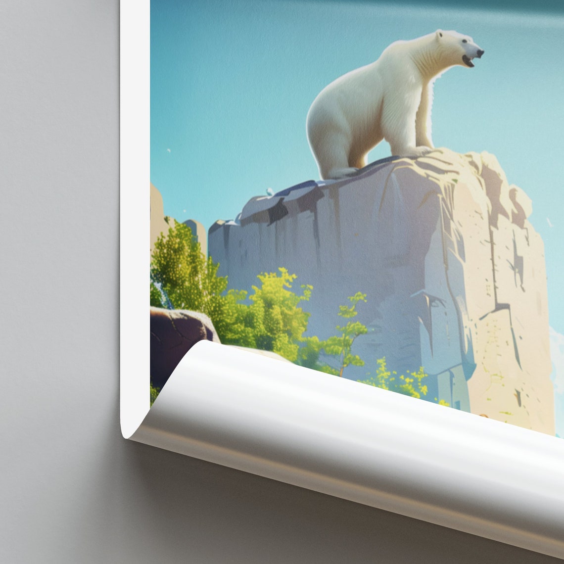 Saint Paul Como Zoo Polar Bear Standing on Rocky Ledge Poster - Image 2