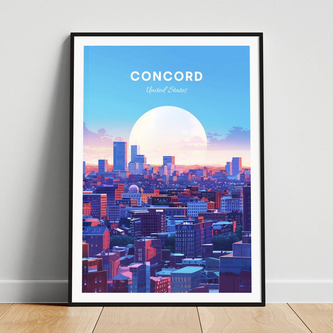 Concord New Hampshire Sunrise City Skyline Dawn Travel Poster