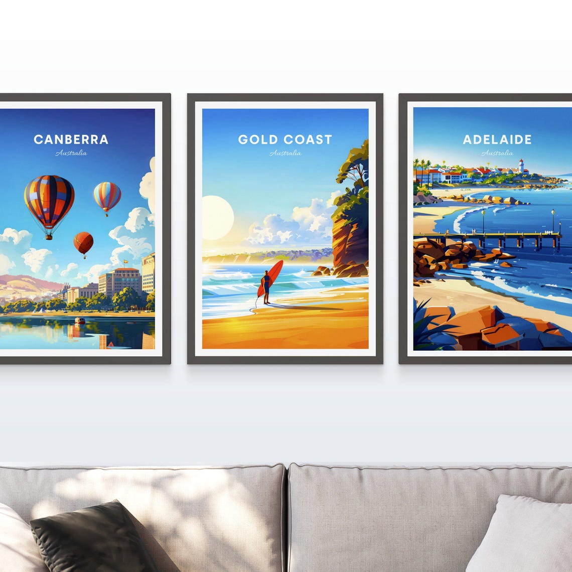 Gold Coast Australia Surfer Beach Sunrise Ocean Waves Travel Poster - Image 3