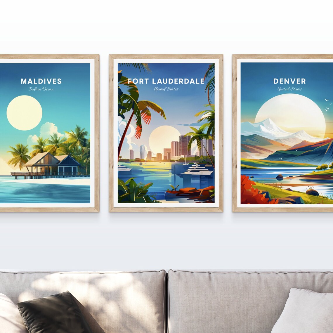 Fort Lauderdale Marina Skyline Sunset Yachts Harbor Travel Poster - Image 4