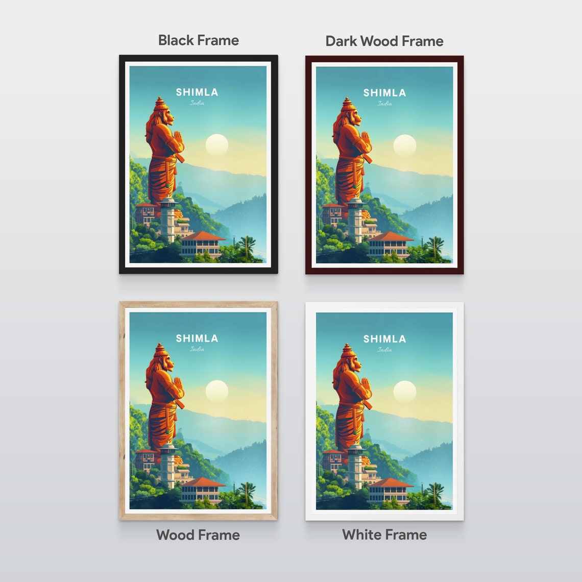 Shimla India Giant Hanuman Statue Sunrise Hills Sacred Poster - Image 2