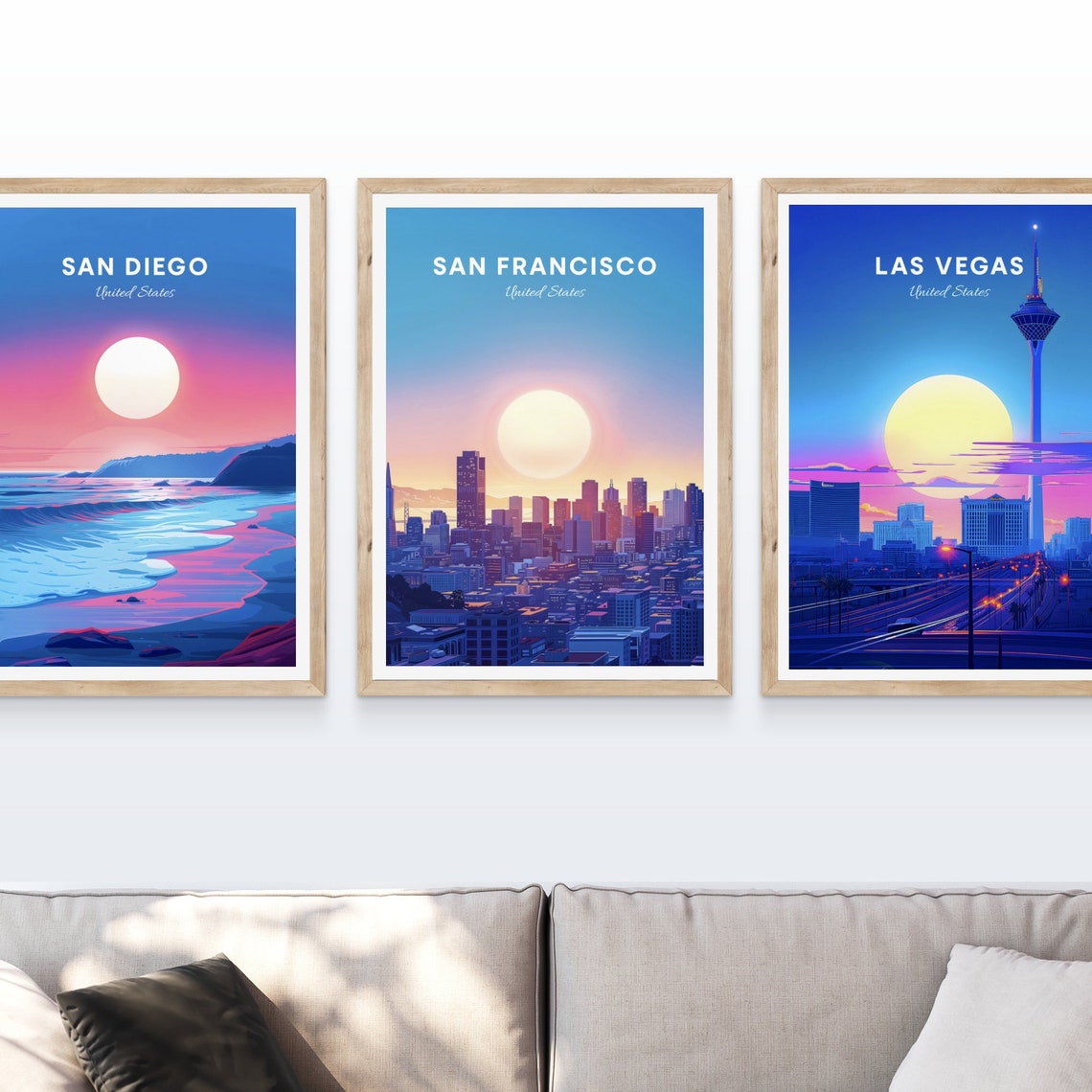 San Francisco Downtown Skyline Glowing at Purple Sunset Poster - Image 4