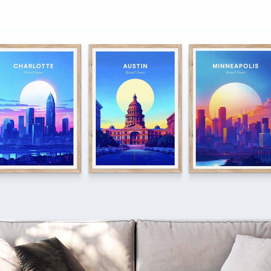 Austin Texas State Capitol Building Moonlit Night Travel Poster - Image 4