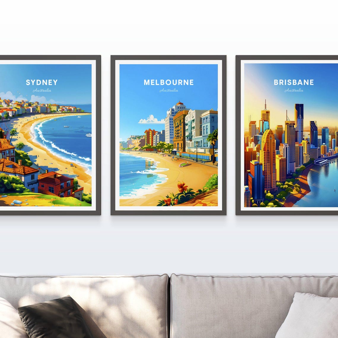 Melbourne Australia Beachfront Buildings Ocean Beach Scene Poster - Image 3