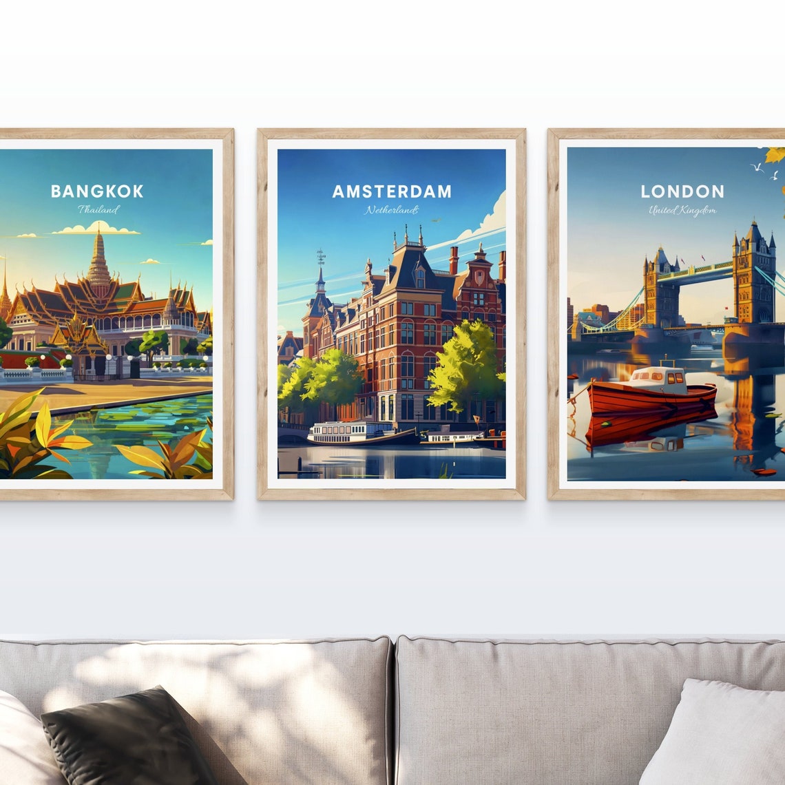 Amsterdam Netherlands Historic Buildings Canal Boat Art Poster - Image 3