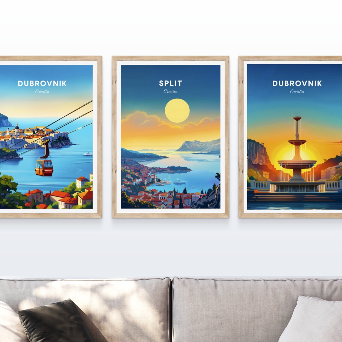Split Croatia Aerial Bay Yachts Red Roof Town Golden Sunrise Poster - Image 4