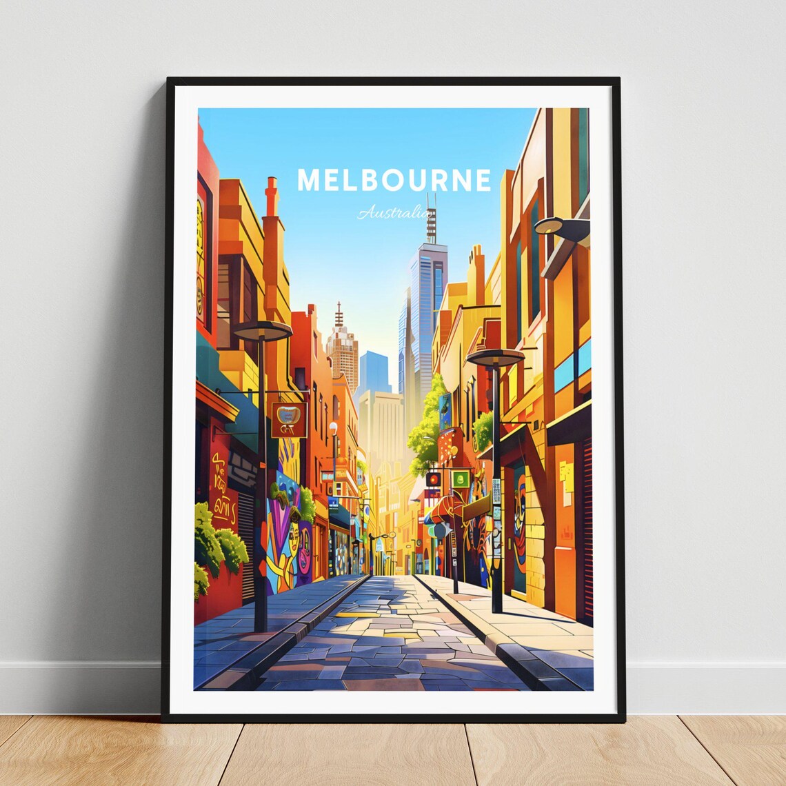 Melbourne Australia Colorful Street Art Laneway Travel Poster
