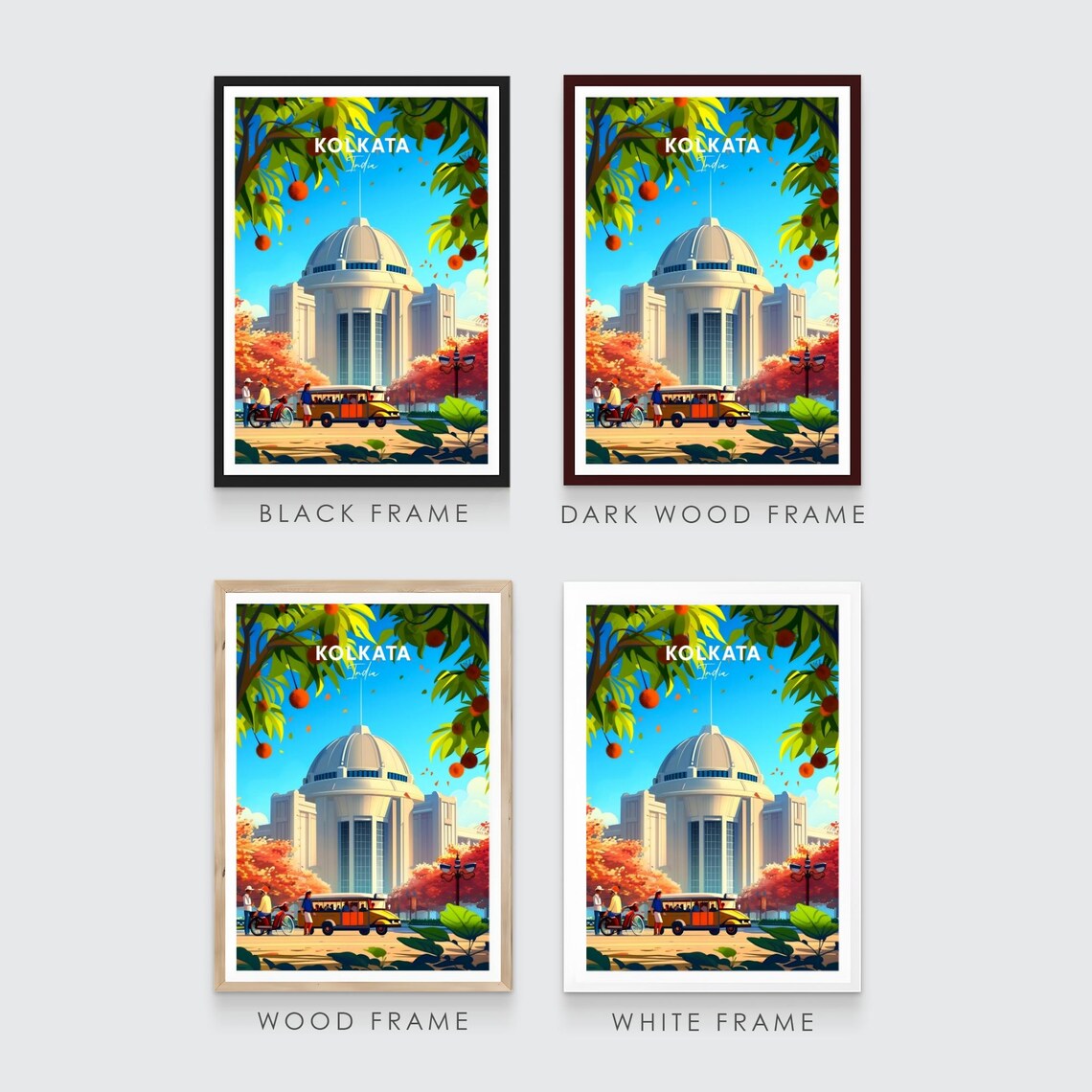 Kolkata India Victoria Memorial Grand Domed Hall Gardens Travel Poster - Image 3