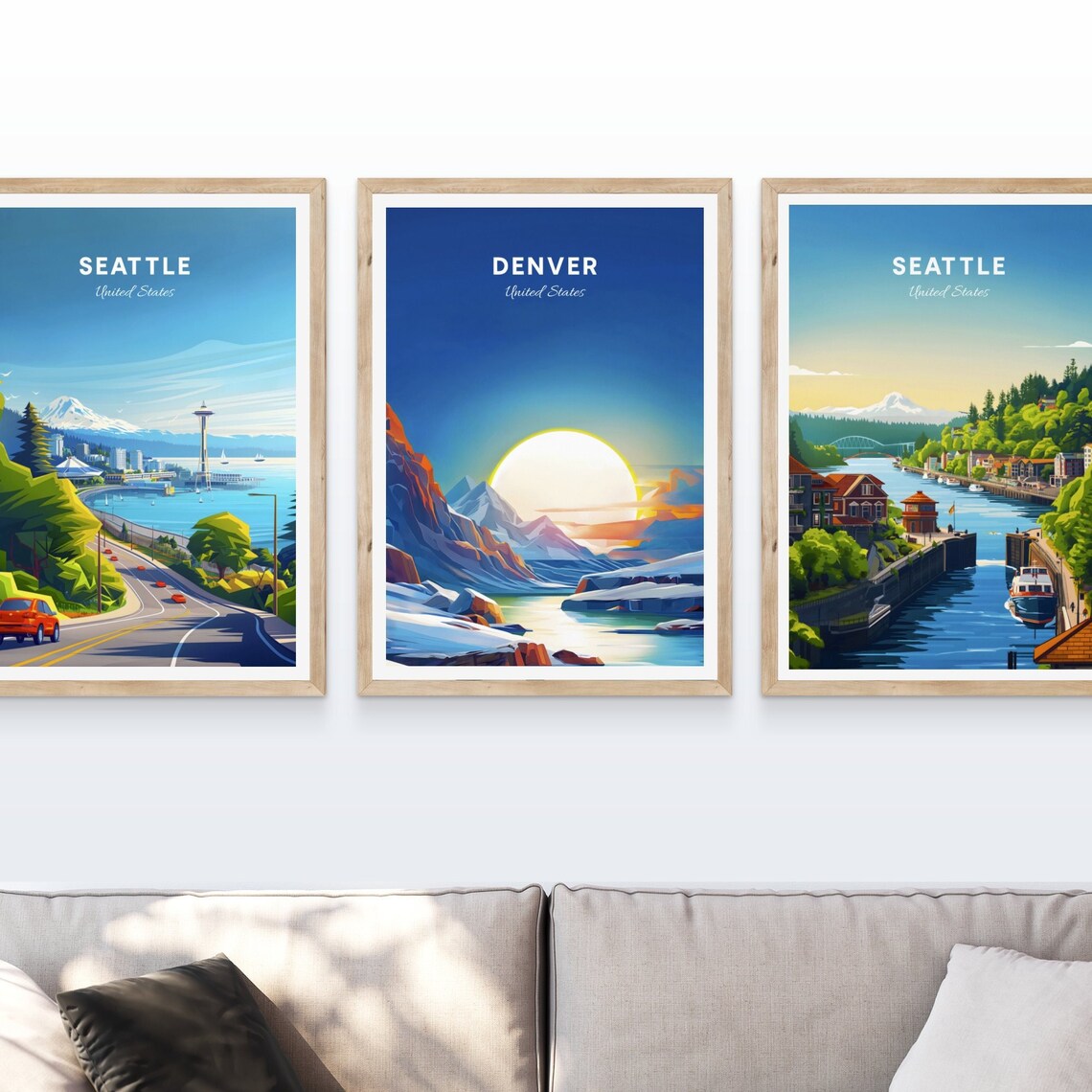 Denver Colorado Snowy Mountain Lake Sunrise Winter Travel Poster Art - Image 4