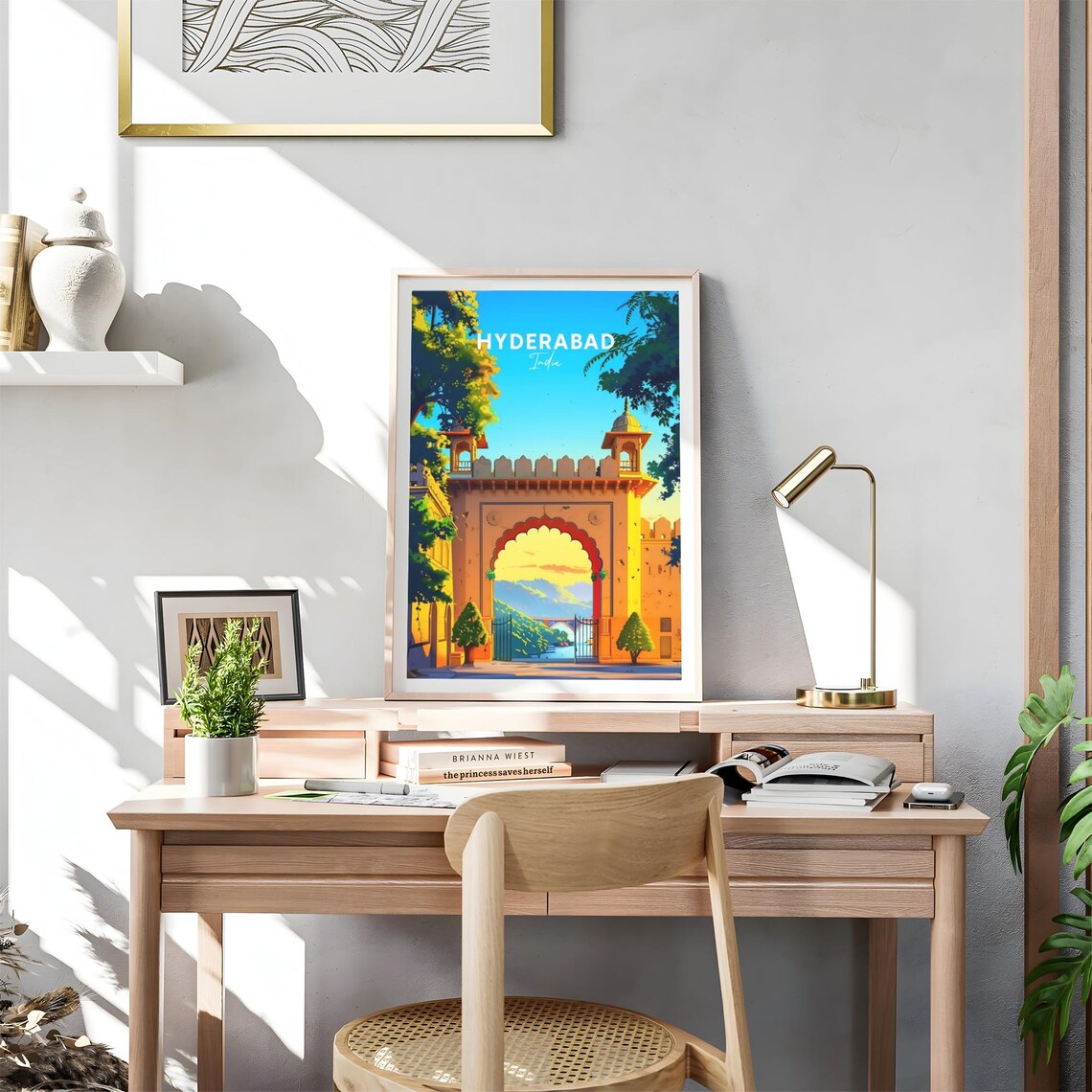 Hyderabad India Pink Sandstone City Gate Arched Entryway Travel Poster - Image 4