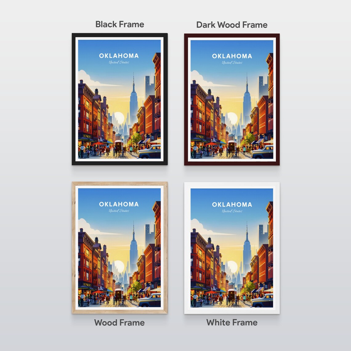 Oklahoma United States Empire State Building Street Sunset Poster - Image 2