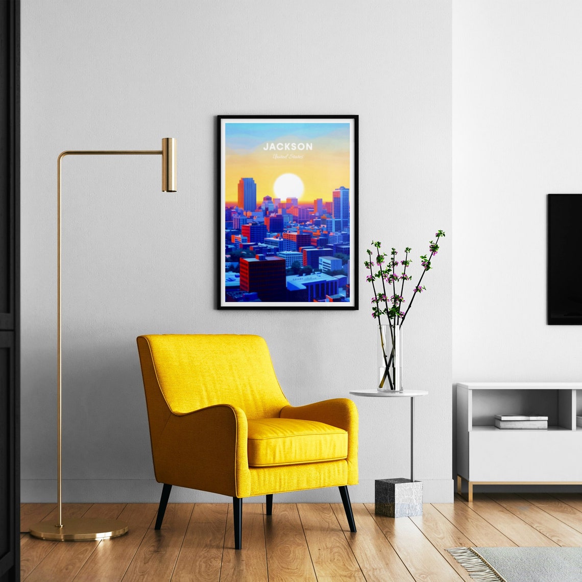 Jackson Aerial Sunset Skyline Cityscape Fire Sky Travel Poster - Image 2
