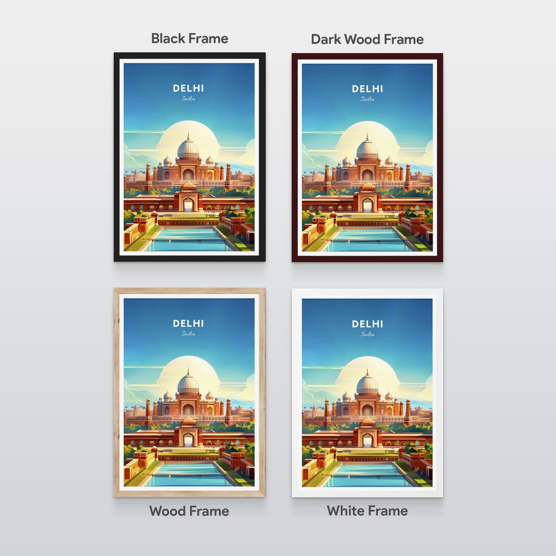 Delhi India Historic Red Fort Sandstone Palace Flag Scene Poster - Image 2