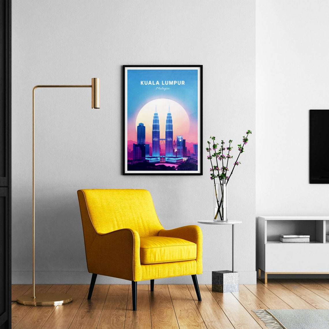 Kuala Lumpur Malaysia City Skyline Mountain Sunrise View Poster - Image 3