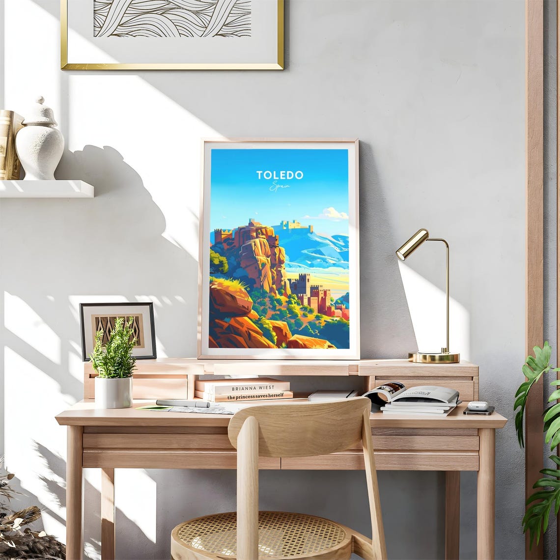 Toledo Hilltop Castle Fortress Rocky Cliffs Old Walls Travel Poster - Image 4