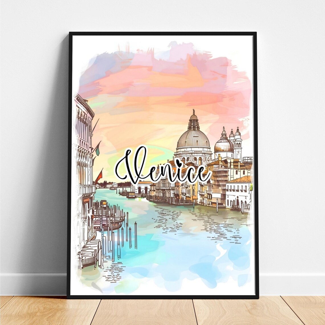 Venice Italy Grand Canal Church Watercolor Travel Art Poster