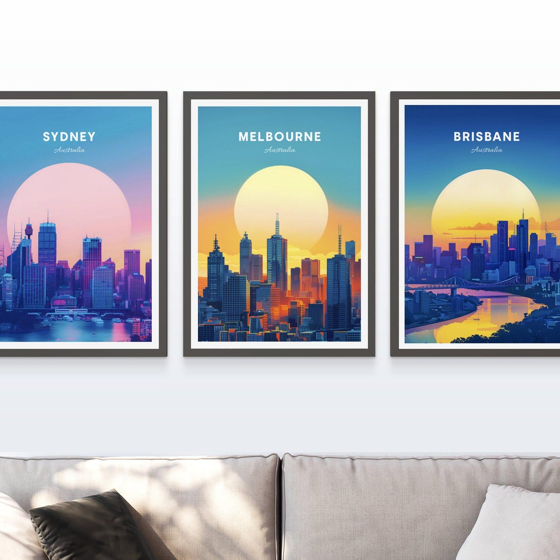 Melbourne Australia Skyline beneath a Giant Sun Travel Poster - Image 3