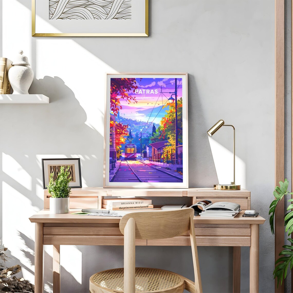 Patras Greece Sunset Tram Hillside Bay View Autumn Travel Poster - Image 4