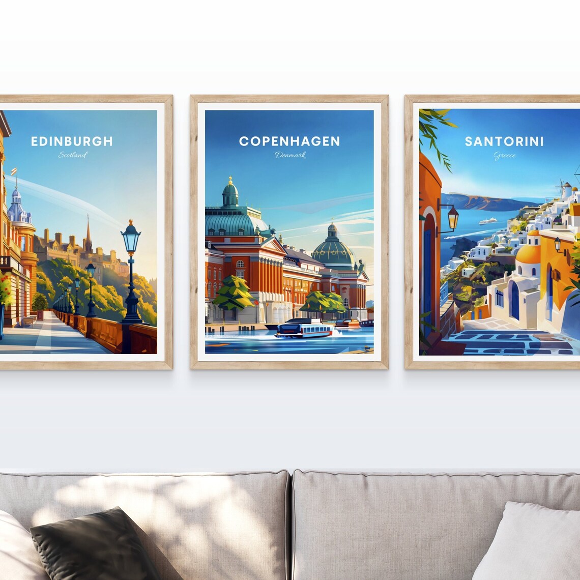 Copenhagen Denmark Domed Building Canal Boats Waterfront Travel Poster - Image 4