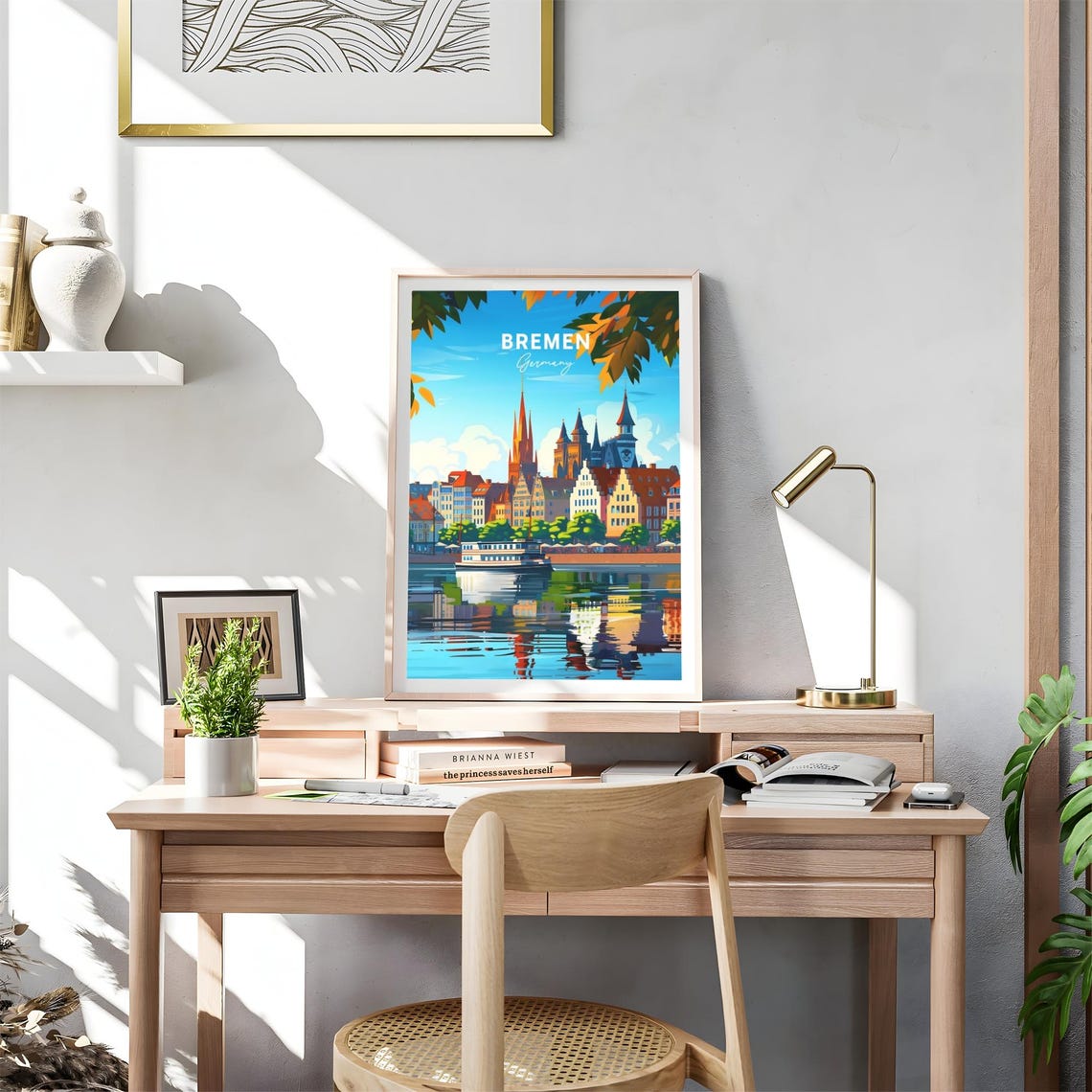 Bremen Germany Waterfront Boat Old Town Summer View Art Poster - Image 4