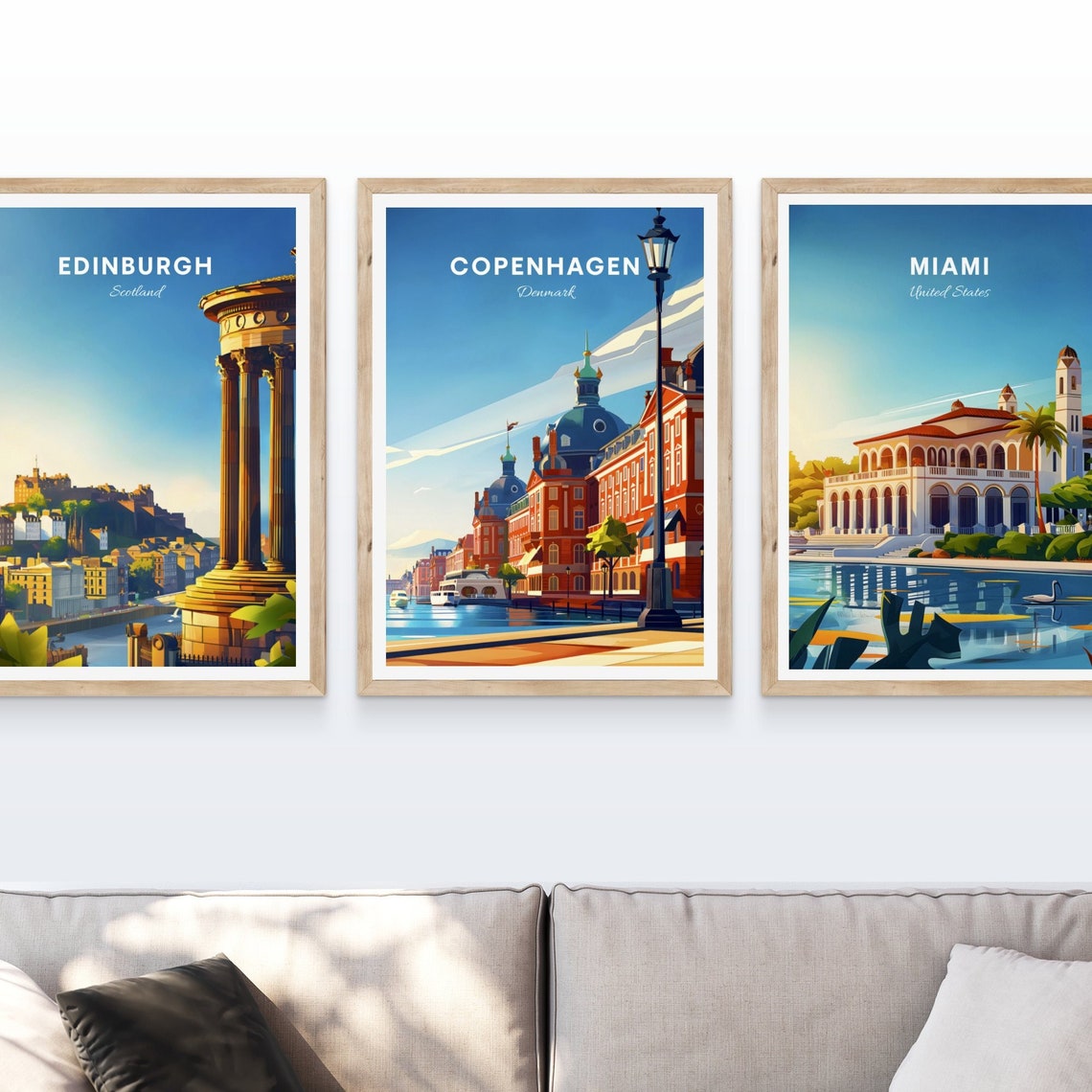 Copenhagen Denmark Waterfront Promenade Lamp Post Travel Poster - Image 4