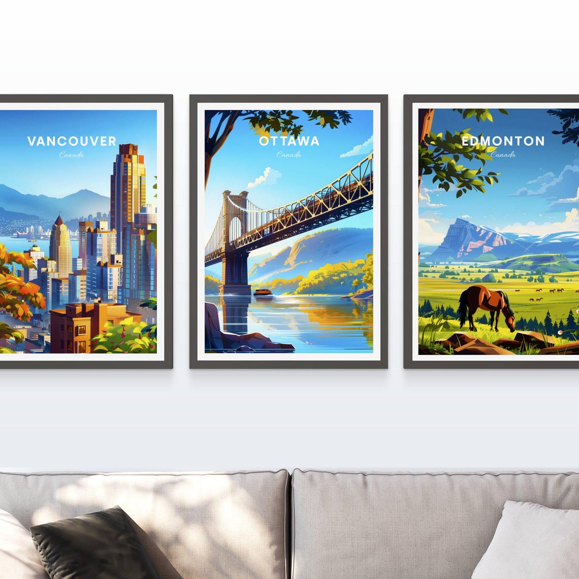 Ottawa Canada Suspension Bridge River Autumn Hills Travel Poster - Image 4
