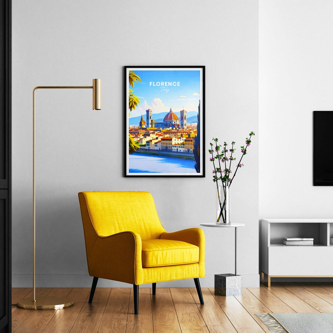 Florence Italy Duomo Dome and Bell Tower River View Travel Poster - Image 2