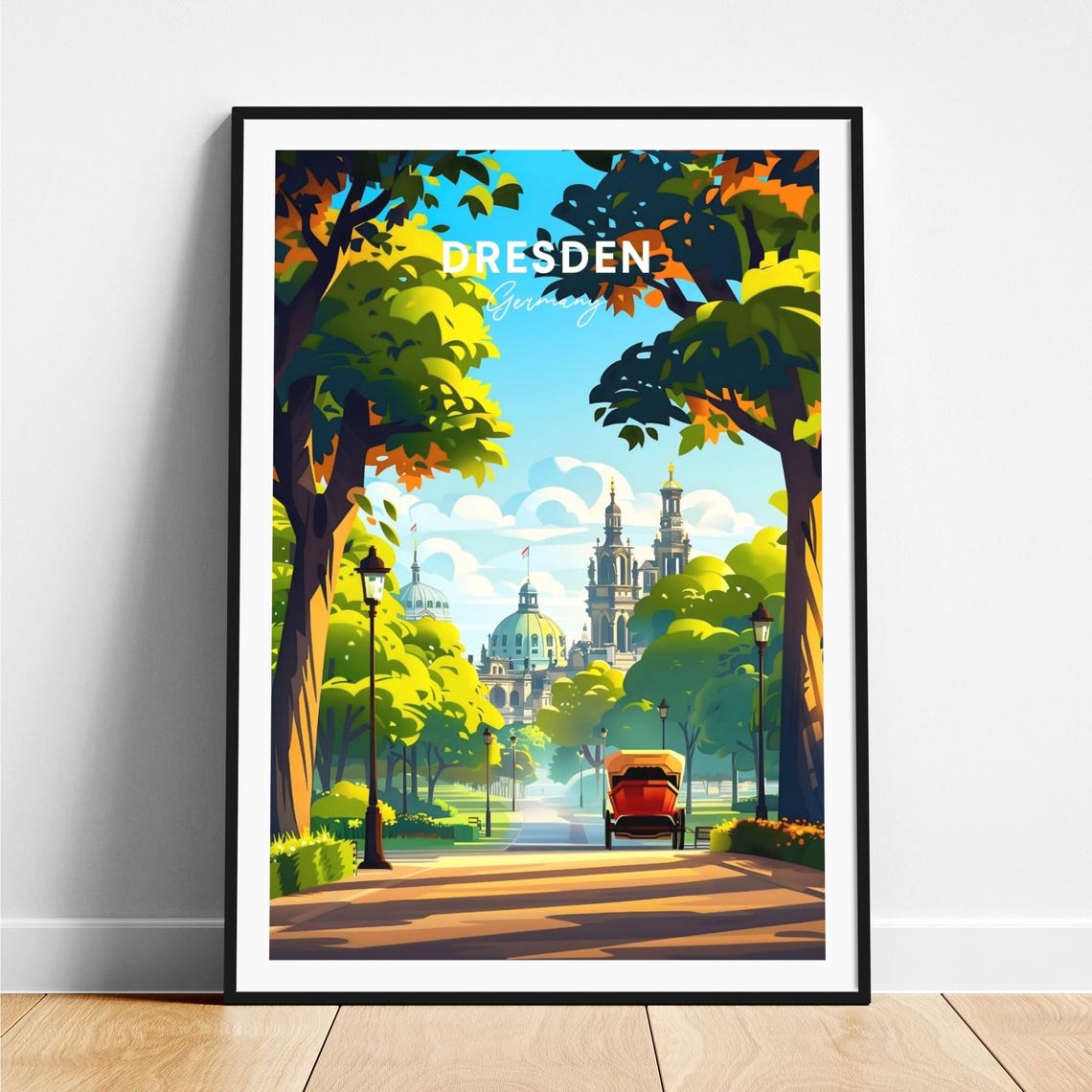 Dresden Germany Park Carriage Cathedral Grand View Art Poster