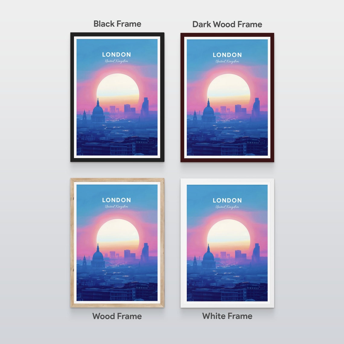 London St Pauls Cathedral Dome Pastel Sunrise Silhouette Poster - Image 2