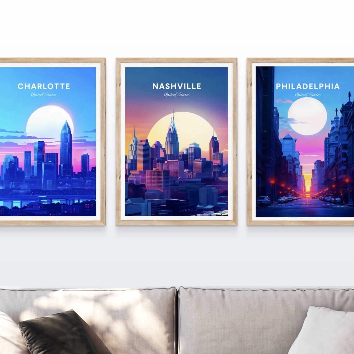 Nashville Tennessee Downtown Skyline Sunset Glow Travel Poster - Image 4