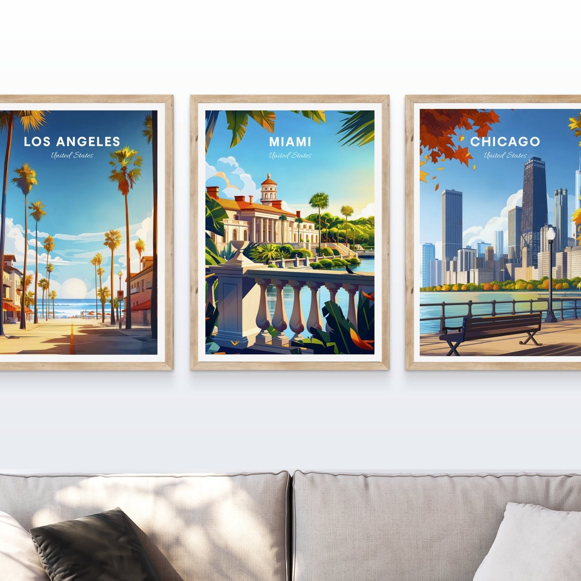 Miami Florida Elegant Villa Garden Terrace Waterfront Travel Poster - Image 4