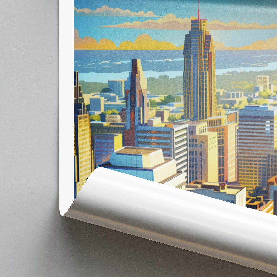 Little Rock Downtown Skyline Aerial View on a Clear Day Poster - Image 2