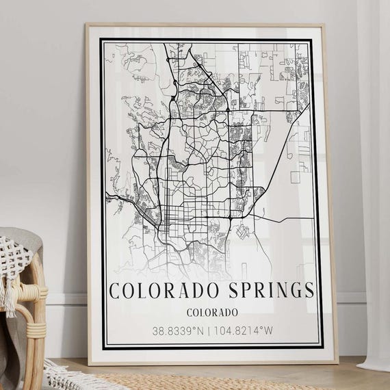 Colorado Springs City Map Poster Wall Art Print Travel Frame And Canvas