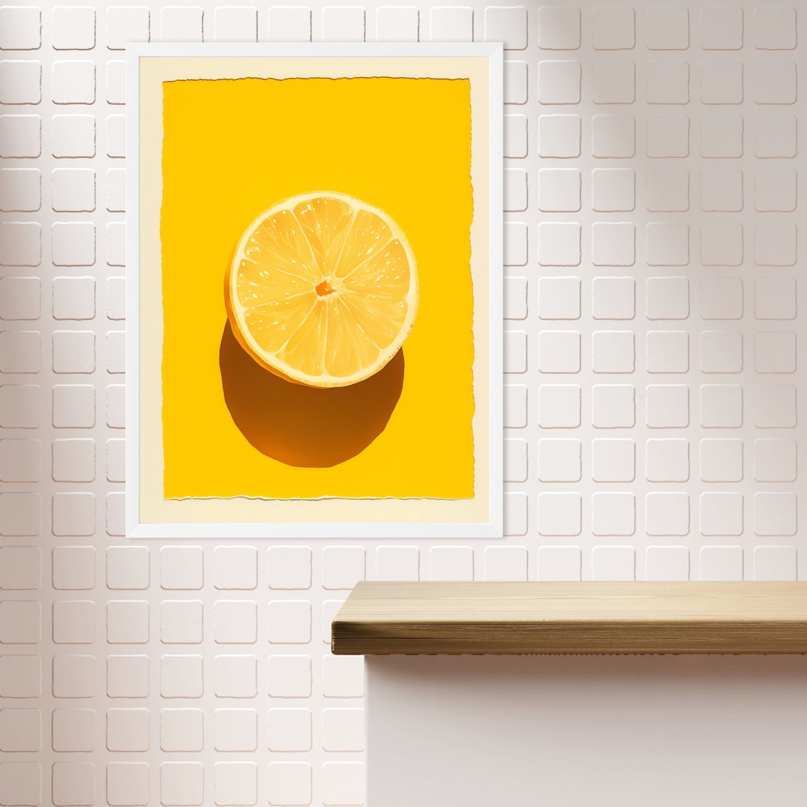 Juicy Lemon Half Centered on a Bold Yellow Pop Art Kitchen Poster - Image 2
