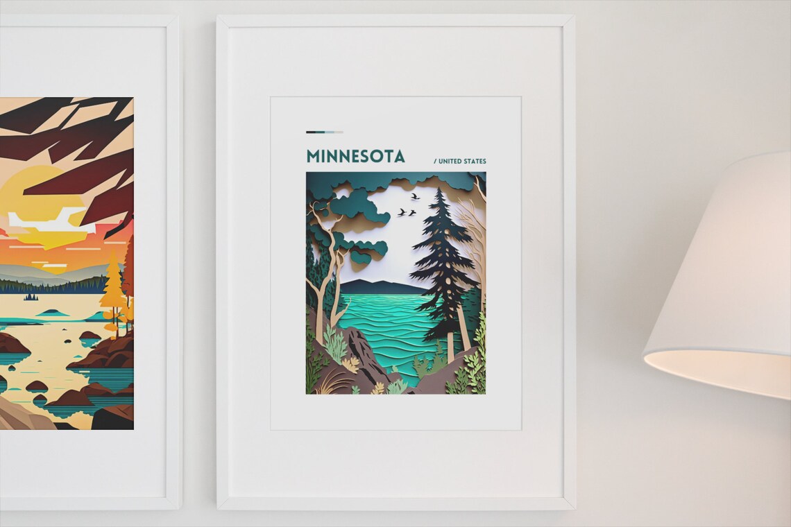 Minnesota Travel Poster, Up North Cabin Art - Image 4